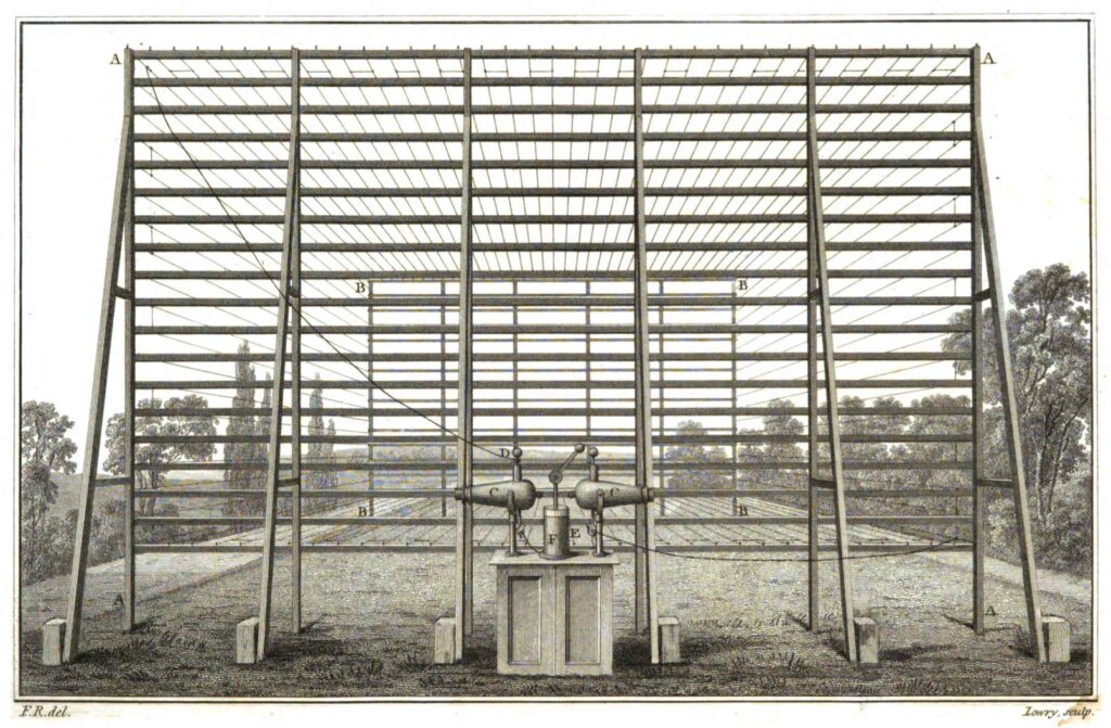 A large grid-like structure with electrodes